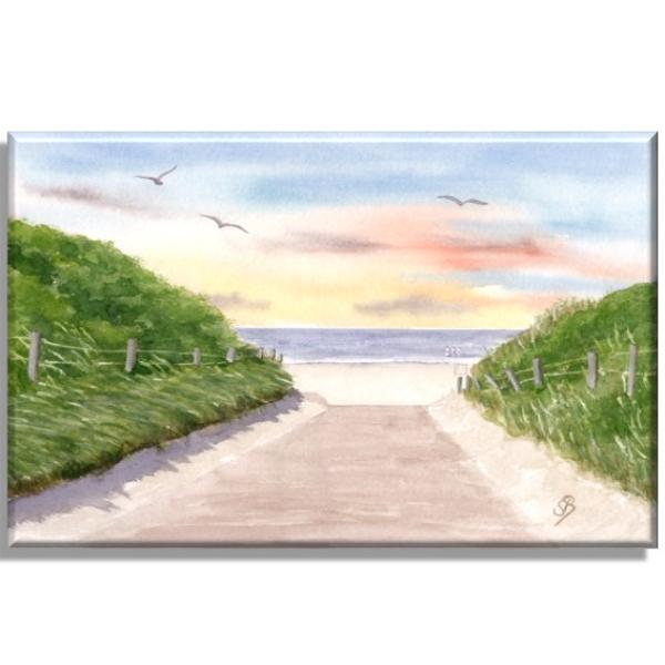 Leinwand 40 x 30 cm Keilrahmen Canvas-Leinen Aquarell Maritim Kunst Druck Kunstdruck Nordsee Insel Baltrum Strand Dünen Meer